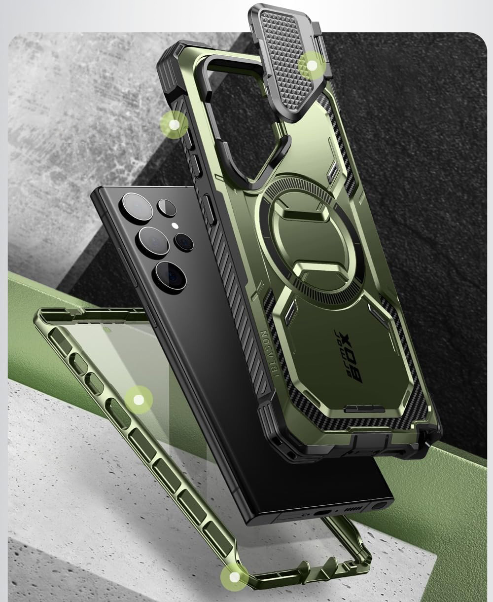 Etui pancerne Supcase i-Blason Armorbox Mag do Galaxy S24 Ultra, zielone
